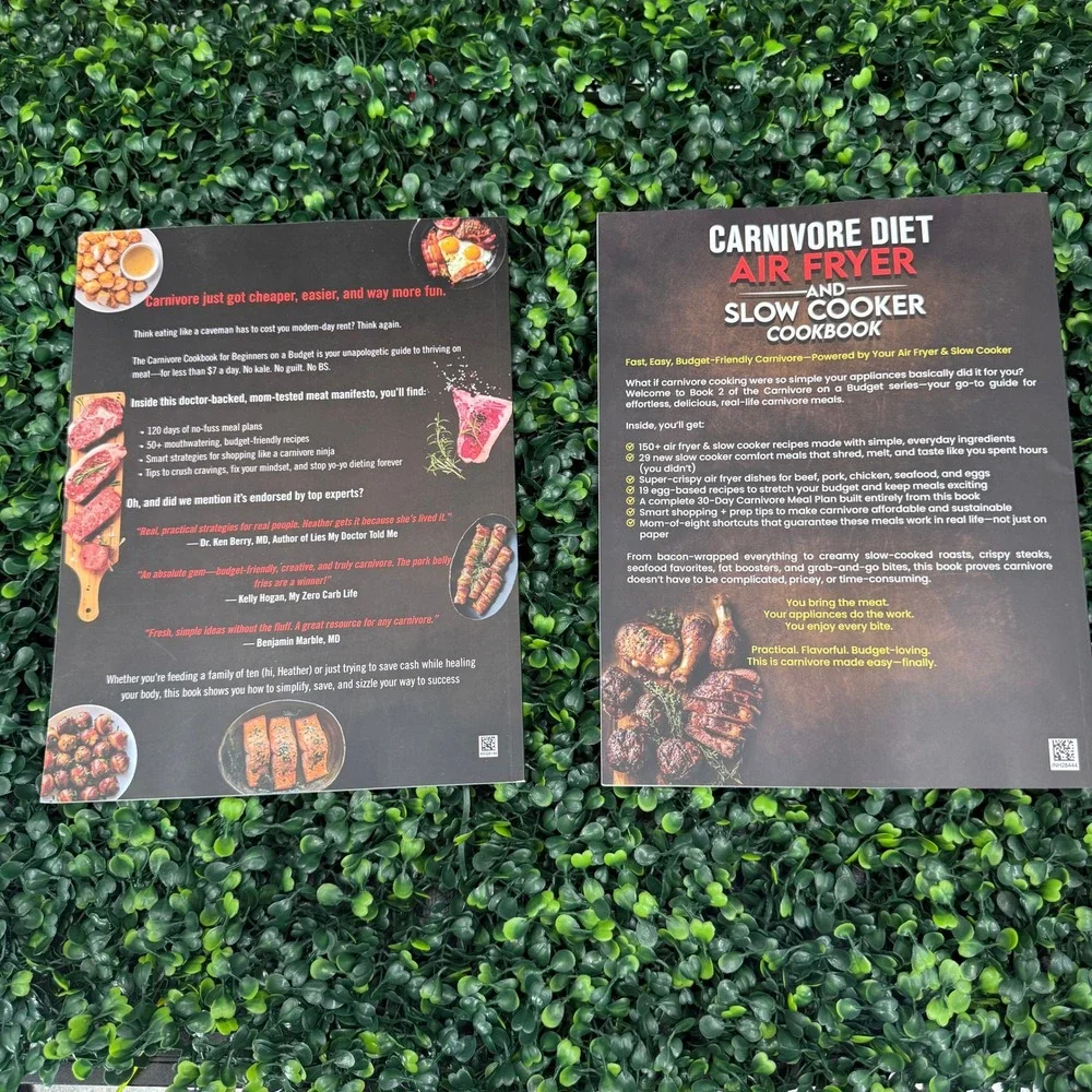 Carnivore Diet Cookbook Set (2) Air Fryer Slow Cooker and Budget Cooking Recipes